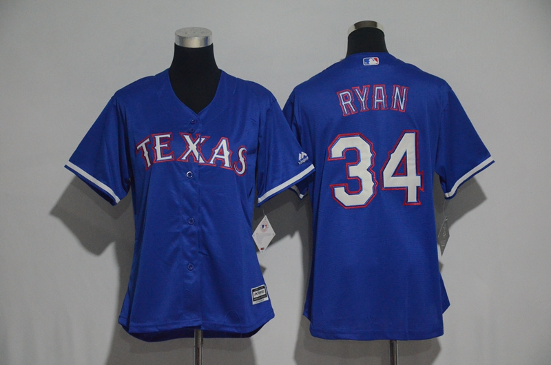 Womens 2017 MLB Texas Rangers #34 Ryan Blue Jerseys